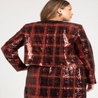 Plaid Sequin Crop Jacket image number null