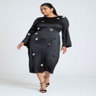 Satin Midi Dress With Pailettes image number null