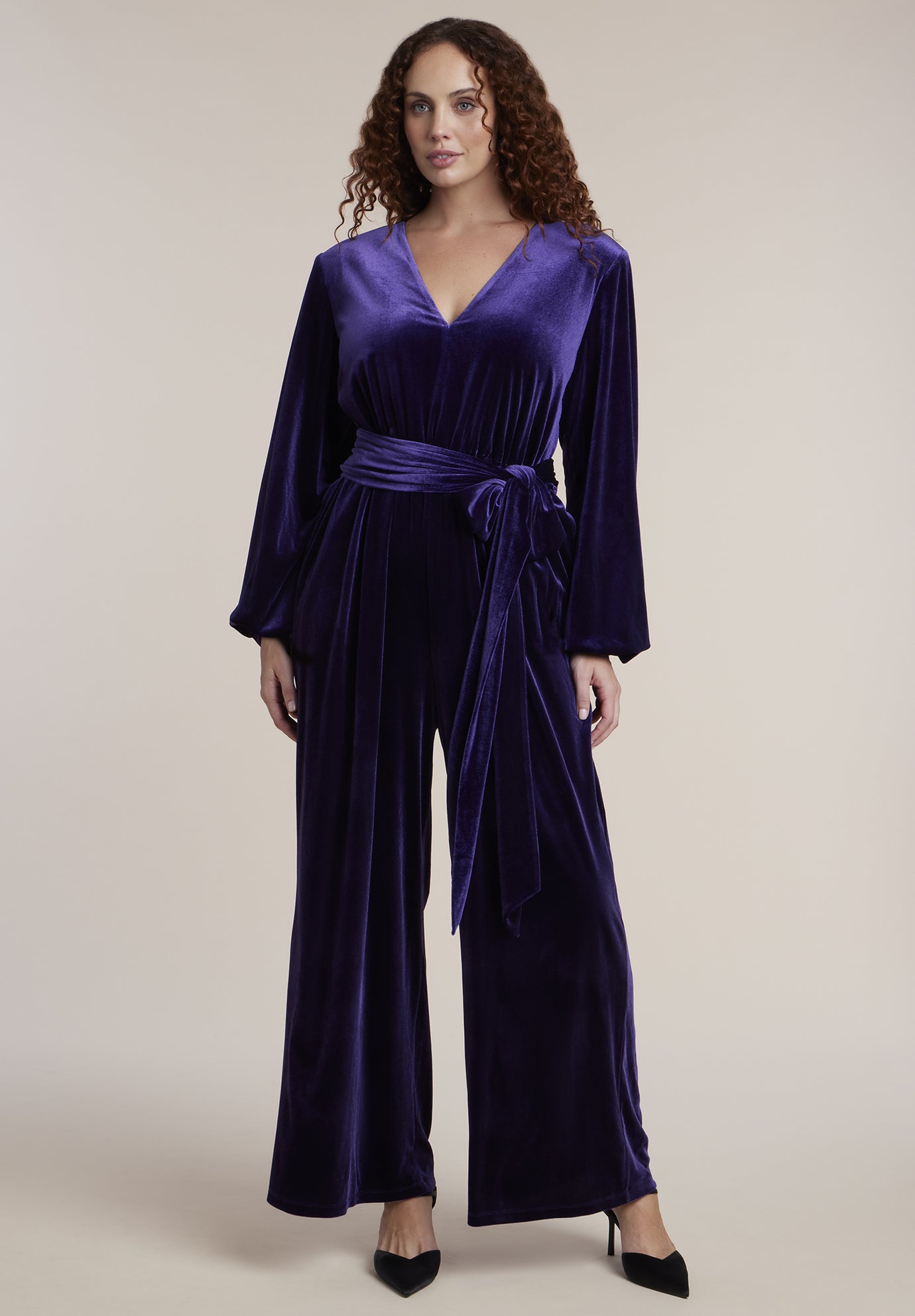 Velvet Wide-Leg Jumpsuit