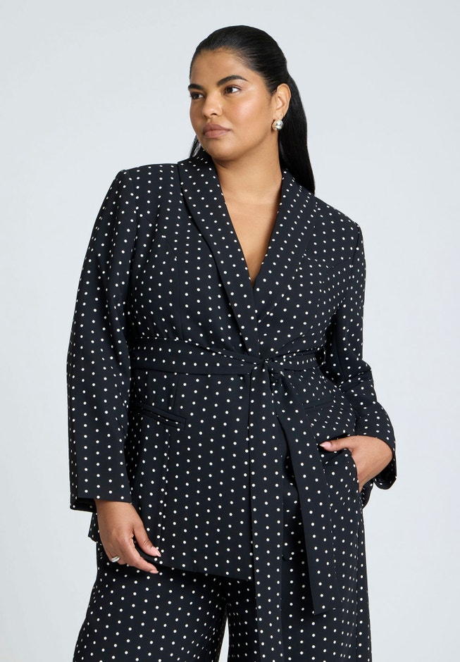 Tie Waist Printed Blazer image number 0