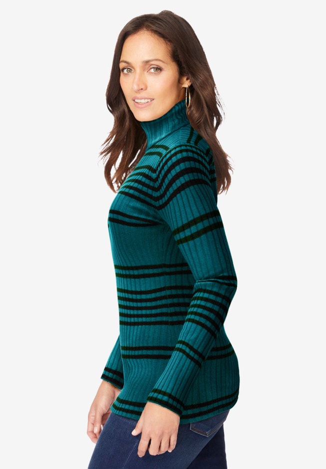 Ribbed Cotton Turtleneck Sweater image number 3