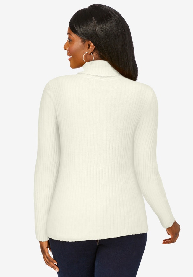 Ribbed Cotton Turtleneck Sweater image number 2