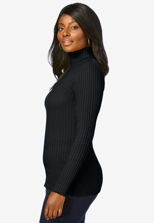 Ribbed Cotton Turtleneck Sweater image number 2