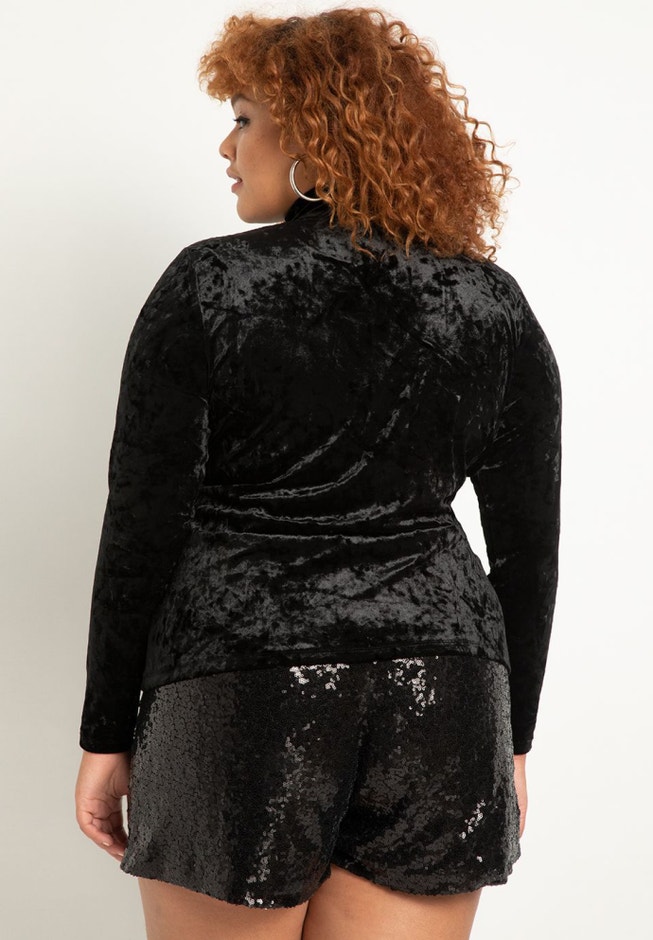 Crushed Velvet Mock Neck Top image number null