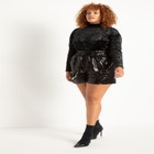 Crushed Velvet Mock Neck Top image number null