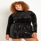 Crushed Velvet Mock Neck Top image number null