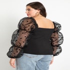 Flocked Organza Sleeve Top image number null