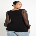 Square Neck Sheer Sleeve Top image number null