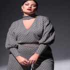 Puff Sleeve Top With Cutout Neck image number null