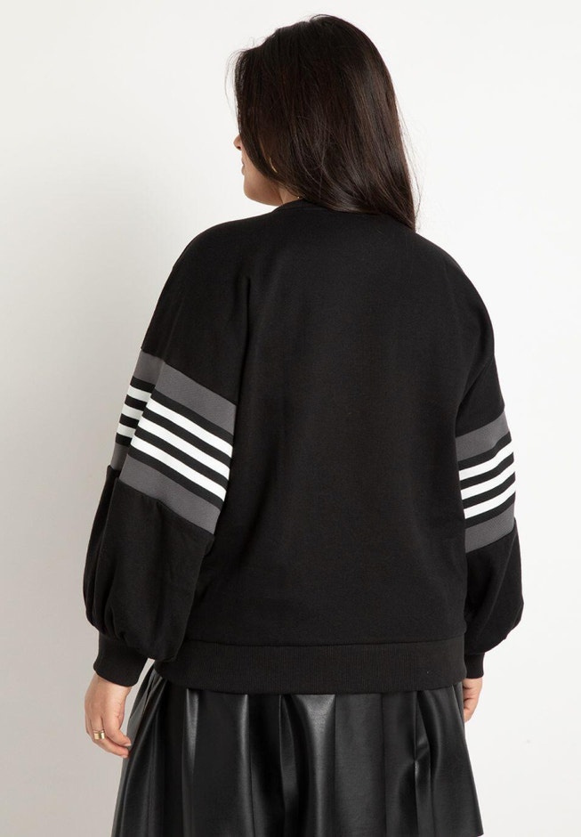 Dramatic Puff Sleeve Sweatshirt with Stripe Detail image number 1