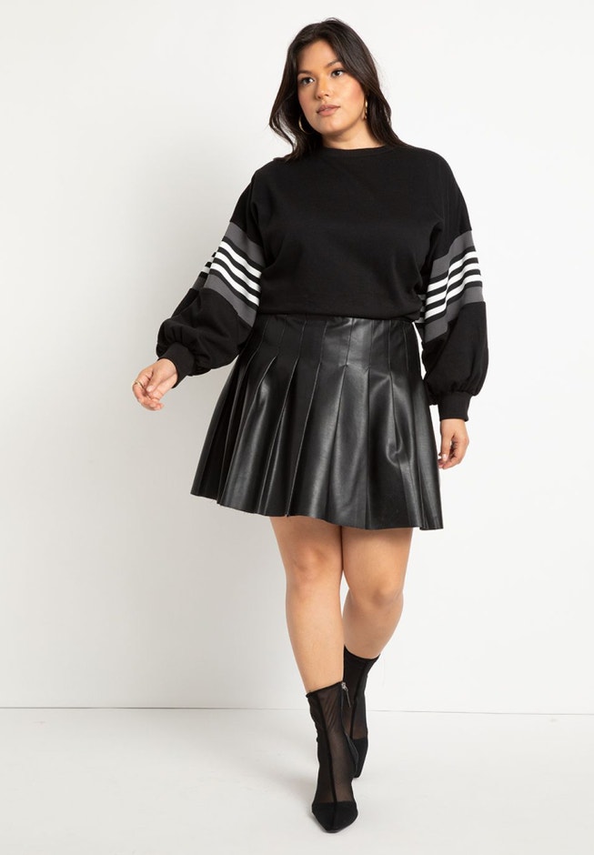 Dramatic Puff Sleeve Sweatshirt with Stripe Detail image number 2