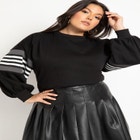 Dramatic Puff Sleeve Sweatshirt with Stripe Detail image number null