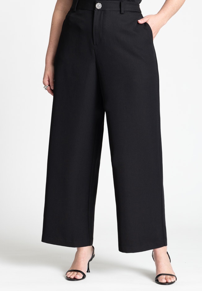 Crystal Button Straight Leg Pant image number 2