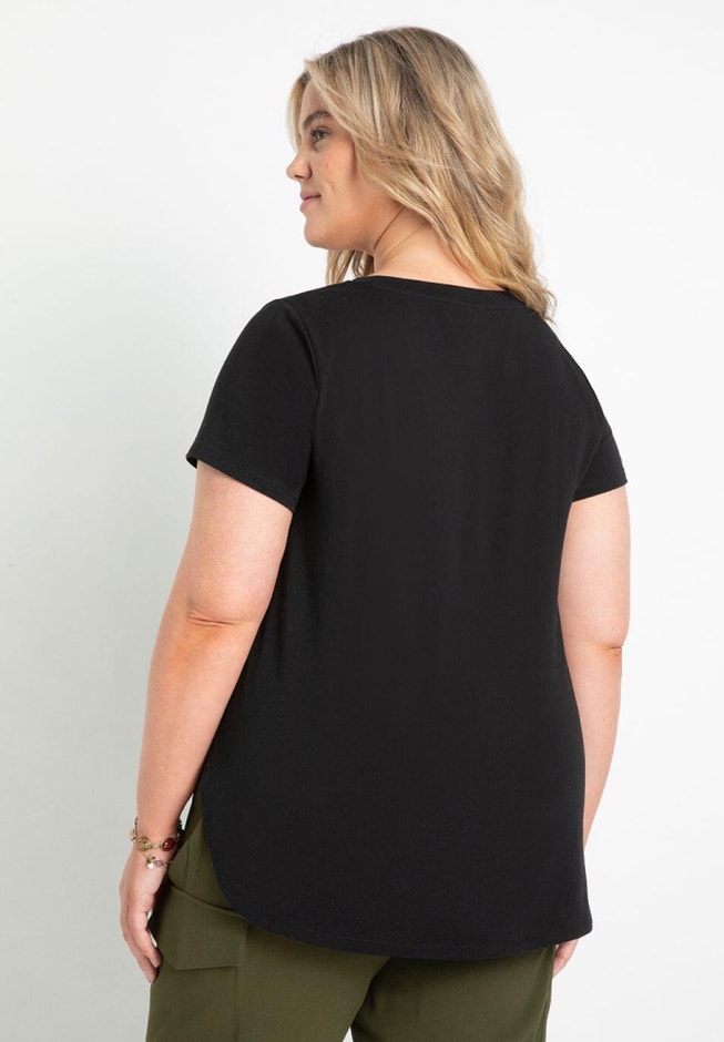 Scoop Neck Tee With Open Sides image number 1