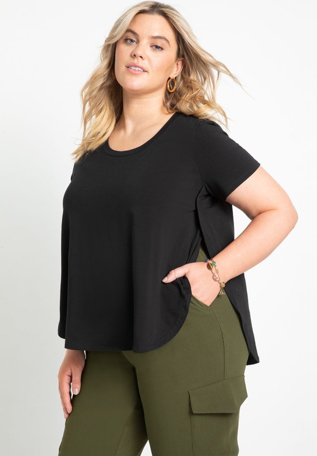 Scoop Neck Tee With Open Sides image number 0