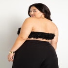 Faux Feather Crop Bustier image number null