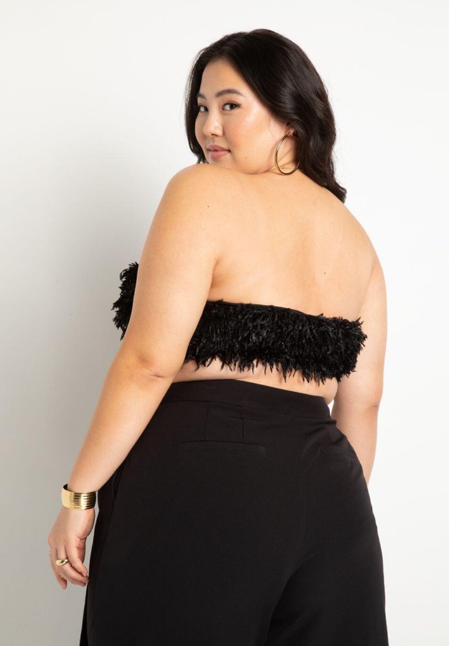 Faux Feather Crop Bustier image number null
