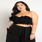 Faux Feather Crop Bustier image number null