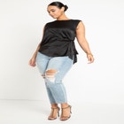 Tie Side Satin Tank image number null