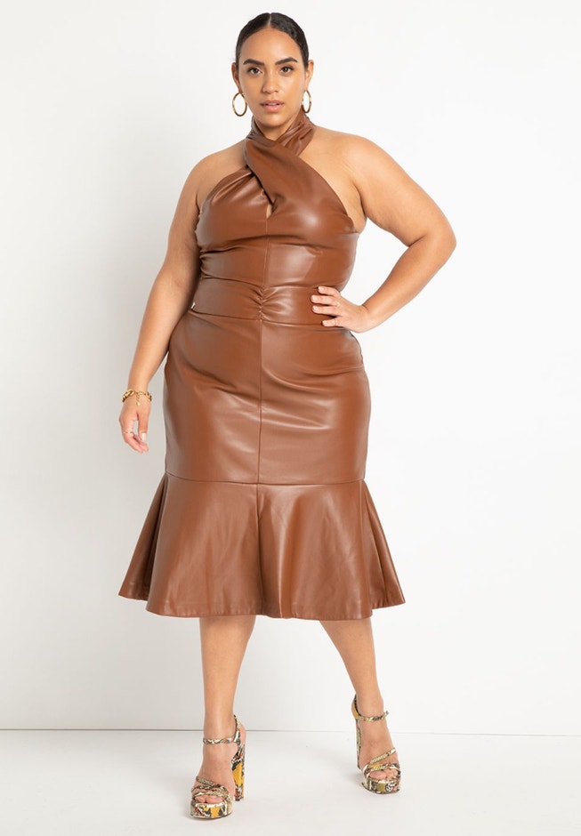 Faux Leather Crossover Halter image number null