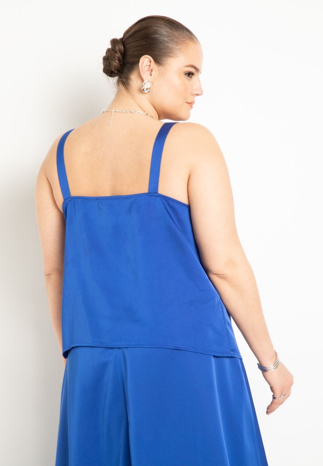 Satin Cowl Neck Tank image number null