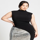 Funnel Neck Knit Dress With Sequin image number null