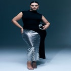 Funnel Neck Knit Dress With Sequin image number null