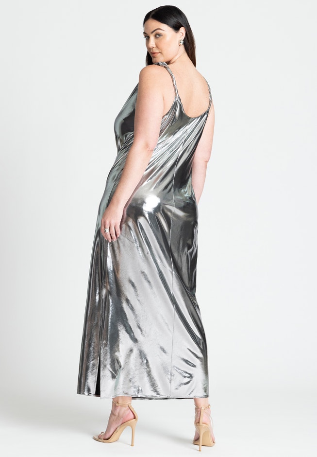 Metallic Cowl Dress image number 2