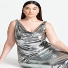Metallic Cowl Dress image number null