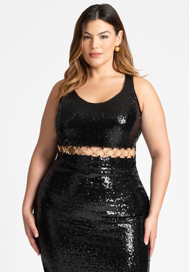 Sequin Dress W Hardware Detail image number 3