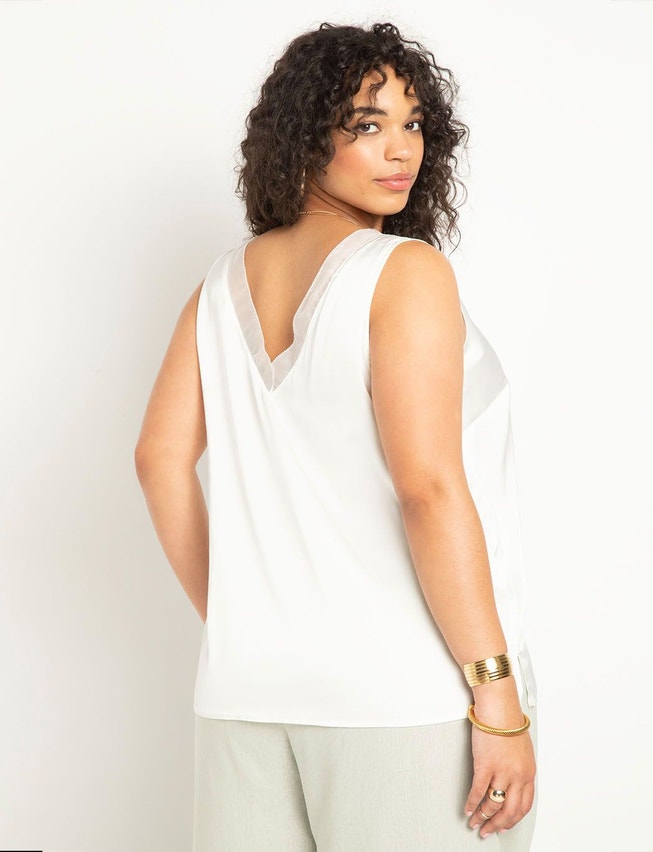 V Neck Satin And Chiffon Tank image number 1