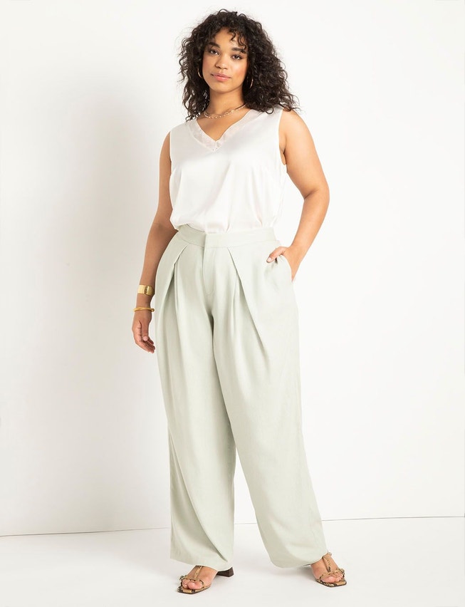 V Neck Satin And Chiffon Tank image number 2