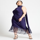 Scarf Neck Fringe Dress image number null