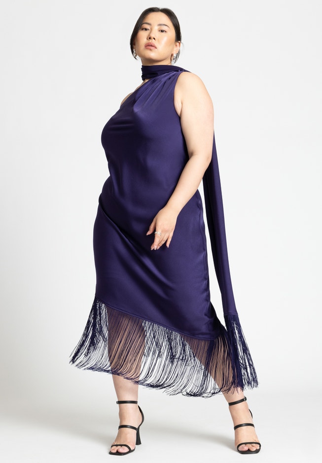 Scarf Neck Fringe Dress image number 1
