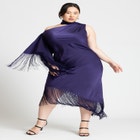 Scarf Neck Fringe Dress image number null