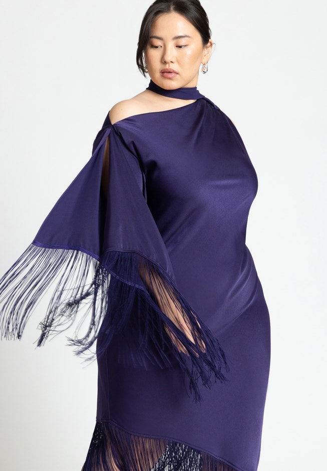 Scarf Neck Fringe Dress image number 4