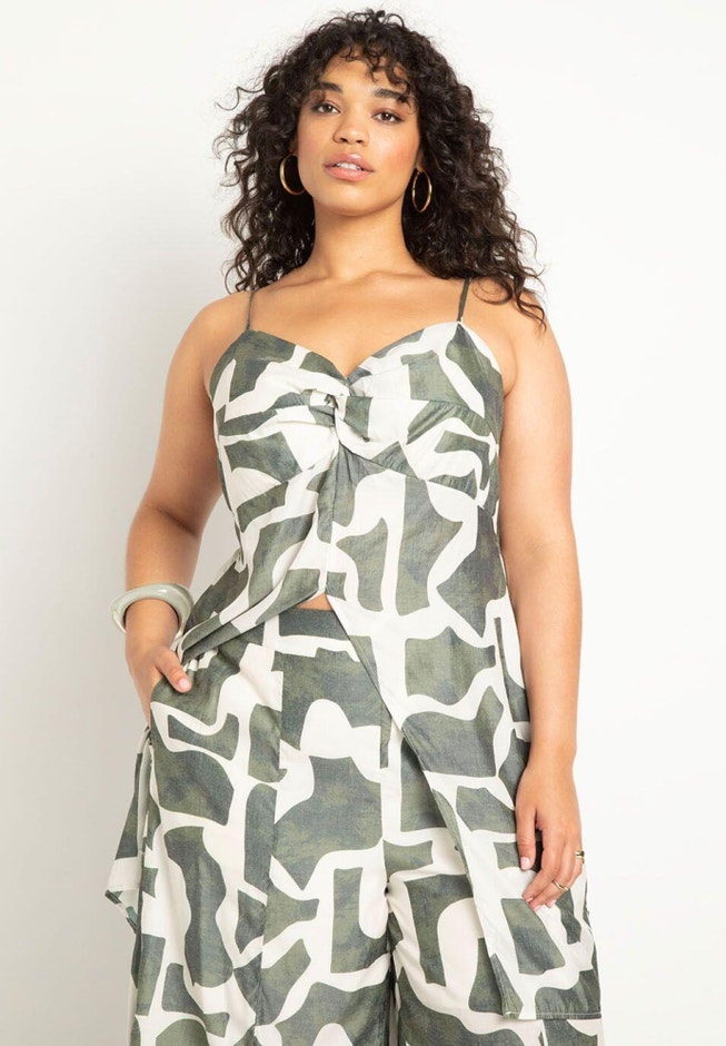 Twist Bodice Long Top With Split image number null