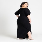 Mixed Directional Rib Midi Dress image number null