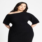 Mixed Directional Rib Midi Dress image number null