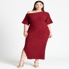 Mixed Directional Rib Midi Dress image number null