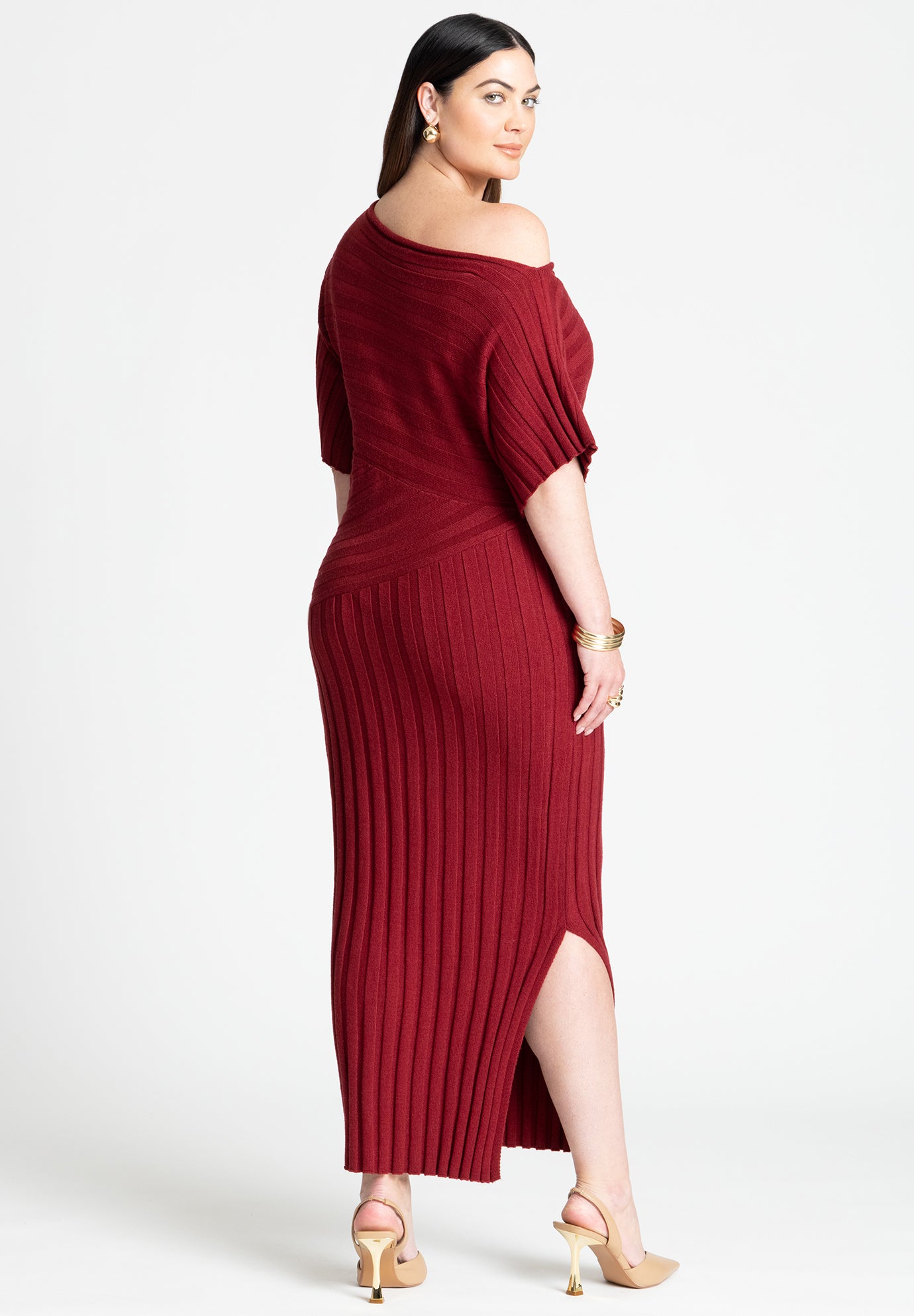 Mixed Directional Rib Midi Dress image number 2