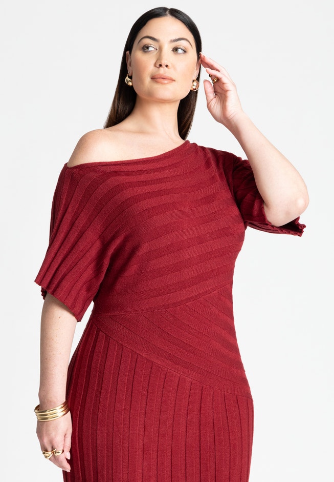 Mixed Directional Rib Midi Dress image number 3