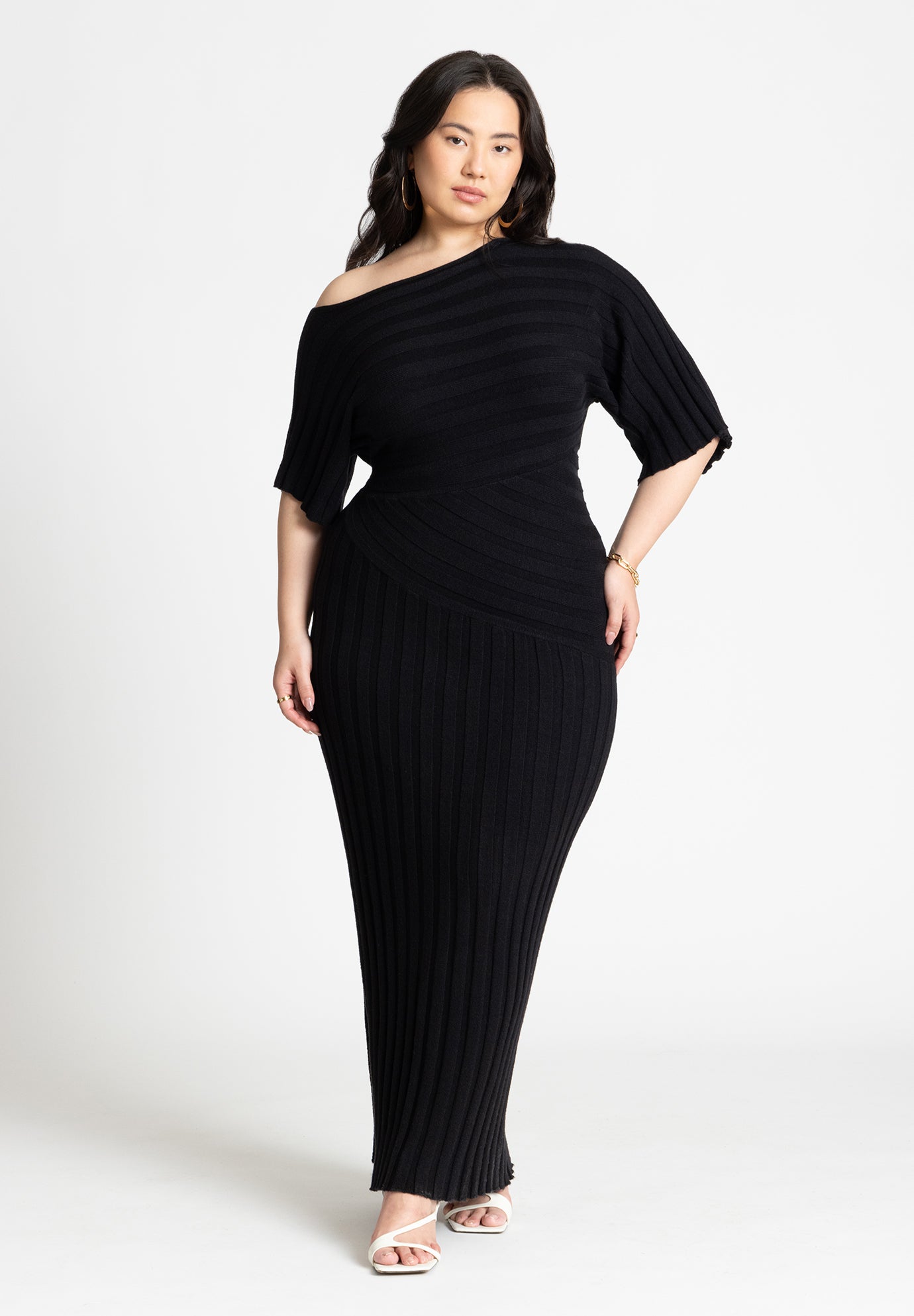 Mixed Directional Rib Midi Dress image number 0
