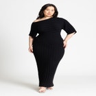 Mixed Directional Rib Midi Dress image number null