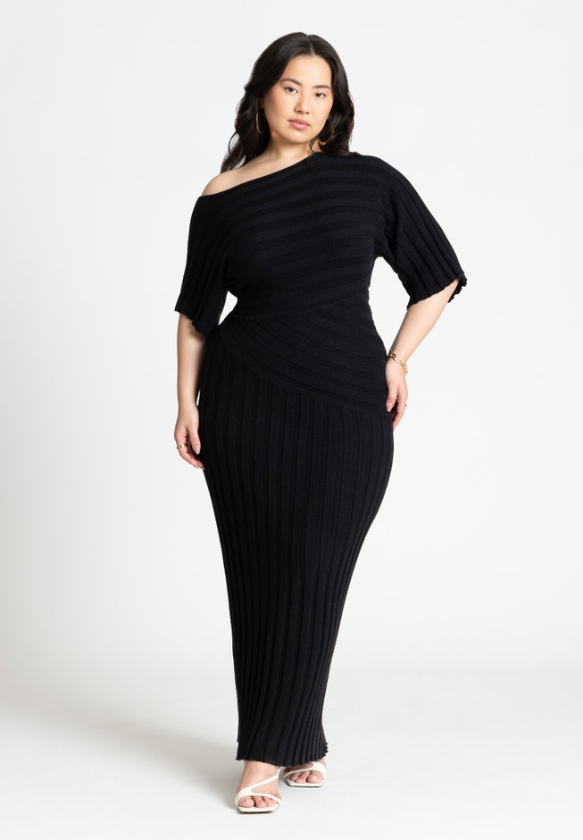 Mixed Directional Rib Midi Dress image number 0
