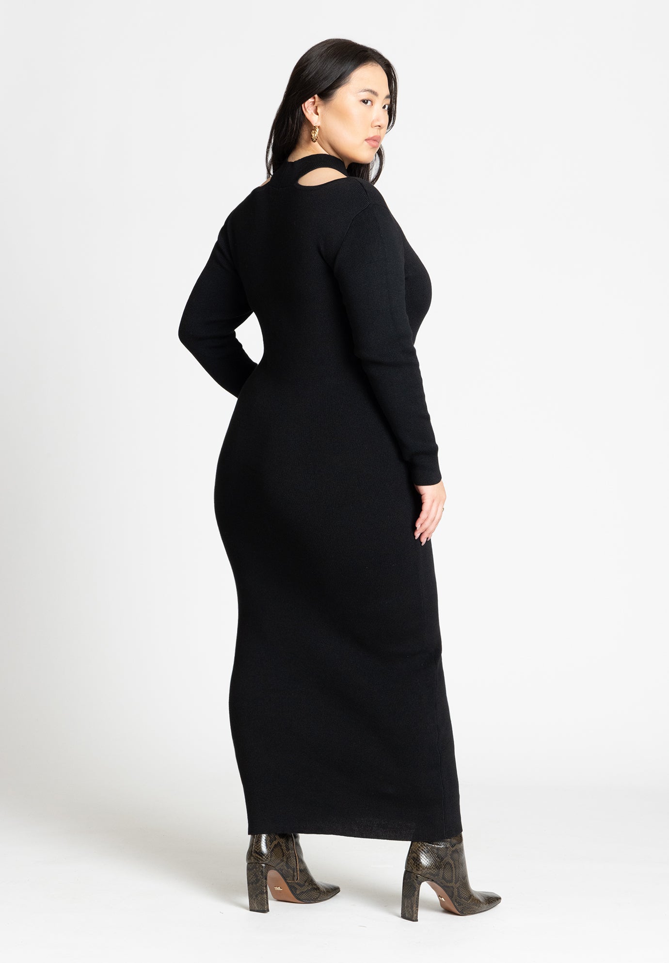 Keyhole Midi Sweater Dress image number 1