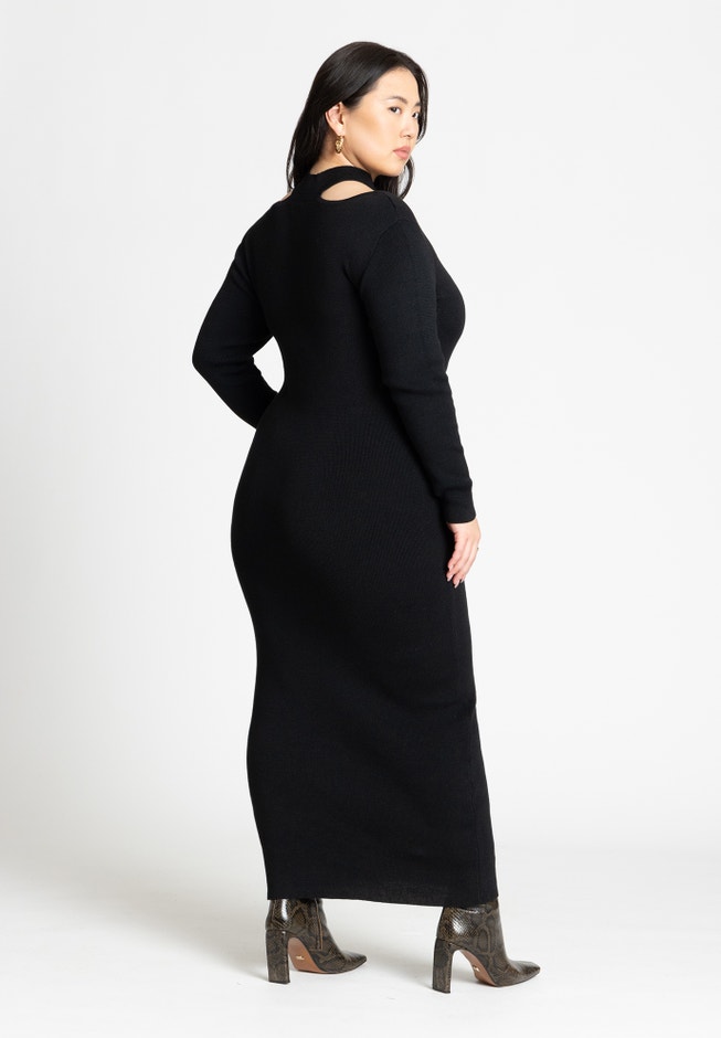 Keyhole Midi Sweater Dress image number 1