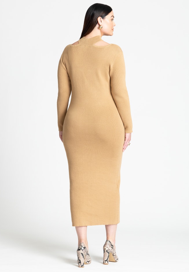 Keyhole Midi Sweater Dress image number 1