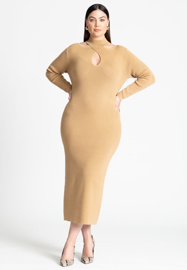 Keyhole Midi Sweater Dress image number 0