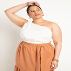 Knotted One Shoulder Crop Top image number null